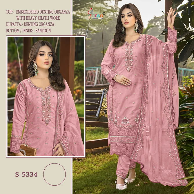 S 5334 By Shree Fabs Organza Wholesale Pakistani Salwar Suits Suppliers In Mumbai